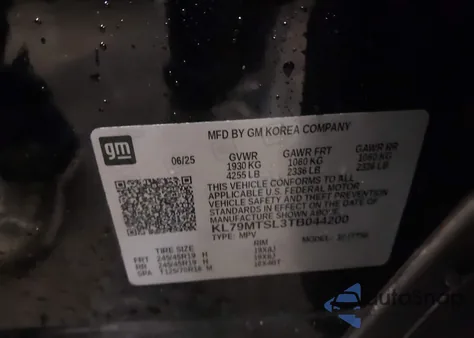 2026 Chevrolet Trailblazer Fwd Rs z USA, uszkodzony, nr VIN KL79MTSL3TB044200